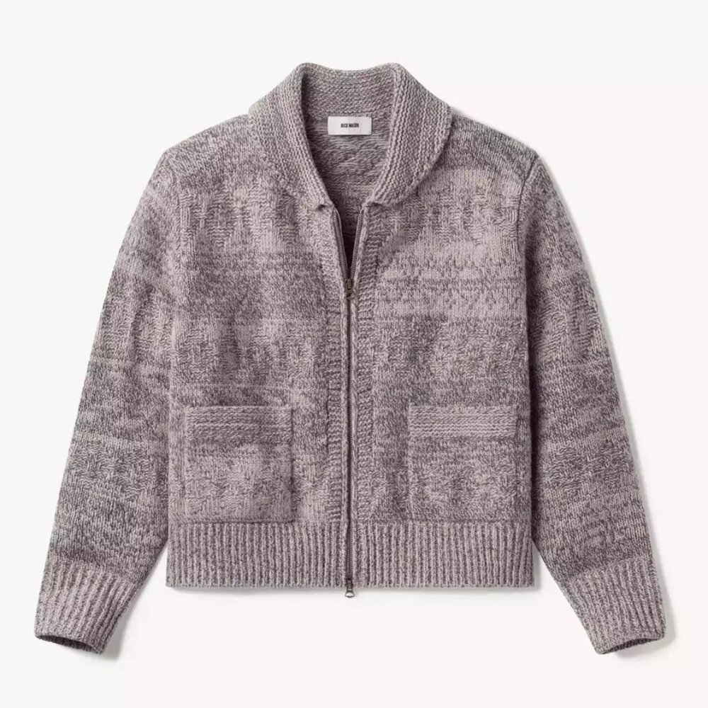 Brand NWT Buck Mason Grey Feather Heritage Wool Zip Shawl Cardigan SZ XS $348